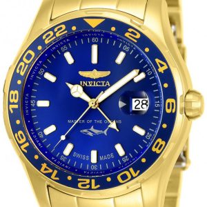 Invicta Pro Diver Herrklocka 25823 Blå/Gulguldtonat stål Ø44 mm