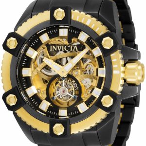 Invicta Reserve Herrklocka 33807 Svart/Gulguldtonat stål Ø56 mm