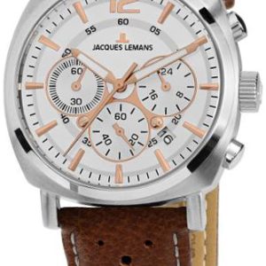 Jacques Lemans 1-1931B Lugano Silverfärgad/Läder Ø40 mm