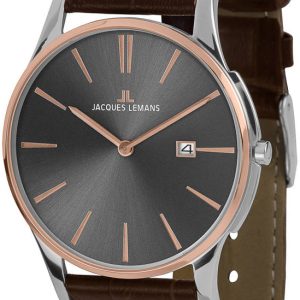 Jacques Lemans Damklocka 1-1937E London Grå/Läder Ø36 mm