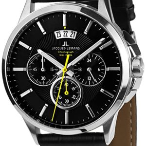 Jacques Lemans Herrklocka 1-1542 Sydney Svart/Läder Ø42 mm