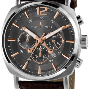 Jacques Lemans Herrklocka 1-1645.1H Lugano Grå/Läder Ø46 mm