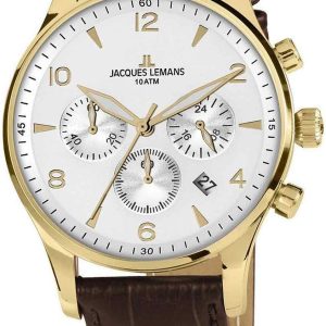 Jacques Lemans Herrklocka 1-1654.2ZD London Vit/Läder Ø40 mm