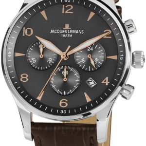 Jacques Lemans Herrklocka 1-1654.2ZK London Svart/Läder Ø40 mm