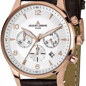 Jacques Lemans Herrklocka 1-1654.2ZL London Vit/Läder Ø40 mm