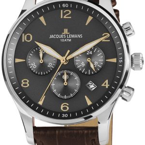 Jacques Lemans Herrklocka 1-1654ZJ London Svart/Läder Ø40 mm