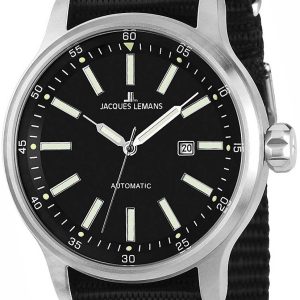 Jacques Lemans Herrklocka 1-1723D Porto Svart/Textil Ø48 mm