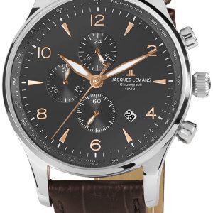 Jacques Lemans Herrklocka 1-1844ZK London Svart/Läder Ø44 mm