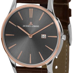 Jacques Lemans Herrklocka 1-1936E London Grå/Läder Ø40 mm