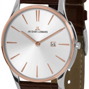 Jacques Lemans Herrklocka 1-1936F London Silverfärgad/Läder Ø40 mm