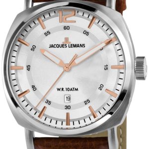 Jacques Lemans Herrklocka 1-1943B Lugano Silverfärgad/Läder Ø42 mm