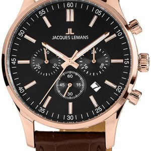 Jacques Lemans Herrklocka 1-2025D Svart/Läder Ø42 mm