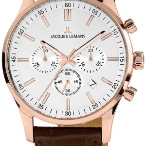 Jacques Lemans Herrklocka 1-2025E Silverfärgad/Läder Ø42 mm