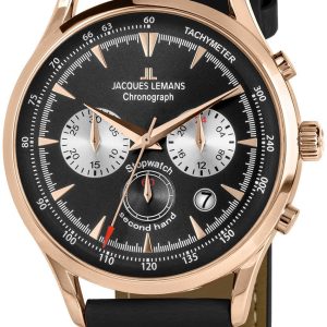 Jacques Lemans Herrklocka 1-2068E Retro Classic Svart/Läder Ø41 mm