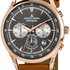 Jacques Lemans Herrklocka 1-2068F Retro Classic Grå/Läder Ø41 mm