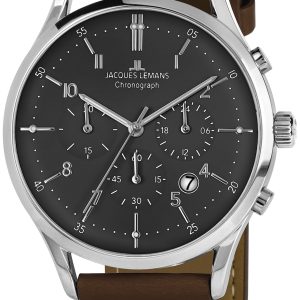 Jacques Lemans Herrklocka 1-2068M Retro Classic Svart/Läder Ø41 mm