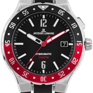 Jacques Lemans Herrklocka 1-2109A Hybromatic Svart/Gummi Ø42 mm