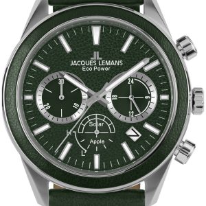 Jacques Lemans Herrklocka 1-2115D Eco Power Solar Grön/Läder Ø44 mm