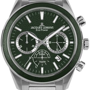 Jacques Lemans Herrklocka 1-2115G Eco Power Solar Grön/Läder Ø44 mm