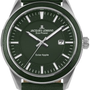 Jacques Lemans Herrklocka 1-2116B Eco Power Solar Grön/Läder Ø44 mm