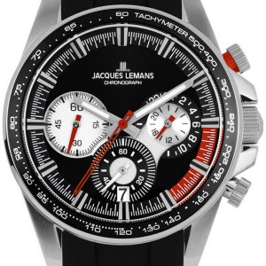 Jacques Lemans Herrklocka 1-2127A Liverpool Svart/Gummi Ø40 mm