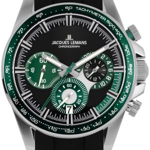 Jacques Lemans Herrklocka 1-2127C Liverpool Svart/Gummi Ø40 mm