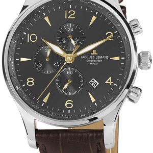 Jacques Lemans London Herrklocka 1-1844ZJ Svart/Läder Ø44 mm