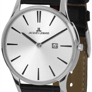 Jacques Lemans London Herrklocka 1-1936B Silverfärgad/Läder Ø40 mm