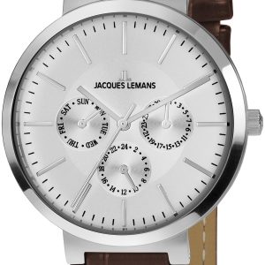 Jacques Lemans Milano 1-1950B Silverfärgad/Läder Ø38 mm