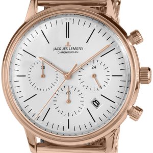 Jacques Lemans N-209ZM Retro Classic Vit/Roséguldstonat stål Ø39 mm