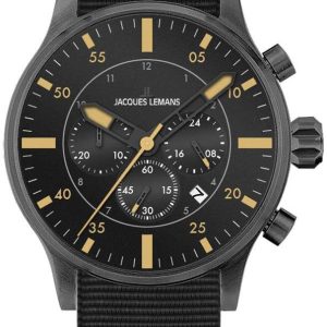 Jacques Lemans Porto Herrklocka 1-1749C Svart/Textil Ø44 mm