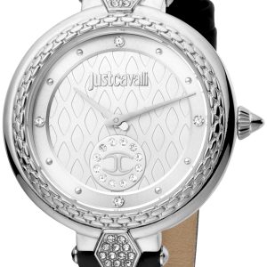 Just Cavalli 99999 Damklocka JC1L128L0015 Silverfärgad/Läder Ø34 mm