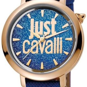 Just Cavalli Damklocka JC1L007L0035 Logo Blå/Läder Ø34 mm