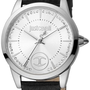 Just Cavalli Damklocka JC1L087L0215 Charming Silverfärgad/Läder