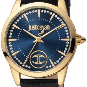 Just Cavalli Damklocka JC1L087L0225 Charming Blå/Läder Ø32 mm