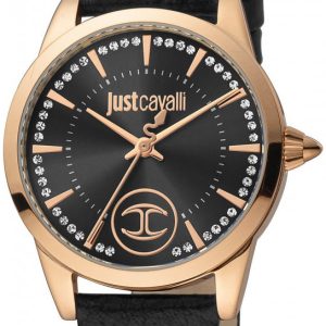 Just Cavalli Damklocka JC1L087L0235 Charming Svart/Läder Ø32 mm