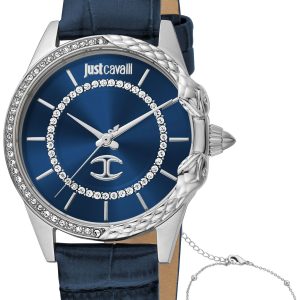 Just Cavalli Damklocka JC1L095L0215 Animal Blå/Läder Ø32 mm