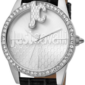 Just Cavalli Damklocka JC1L100L0015 Logo Silverfärgad/Läder Ø40 mm