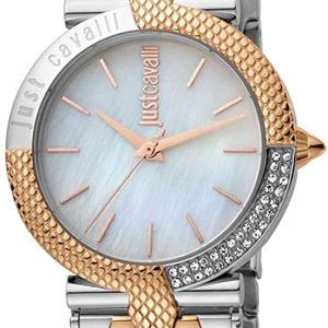 Just Cavalli Damklocka JC1L105M0115 Vit/Roséguldstonat stål Ø34 mm