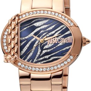 Just Cavalli Damklocka JC1L111M0105 Blå/Roséguldstonat stål Ø40 mm