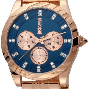 Just Cavalli Damklocka JC1L130M0075 Blå/Roséguldstonat stål Ø40 mm