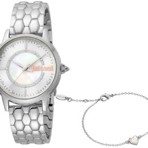 Just Cavalli Damklocka JC1L149M0035 Set Emozioni Vit/Stål Ø34 mm