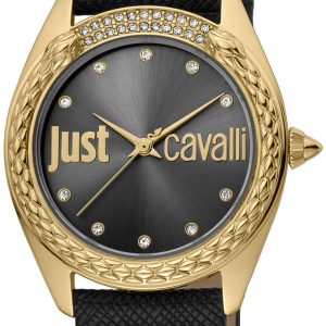 Just Cavalli Damklocka JC1L195L0025 Animalier Grå/Läder