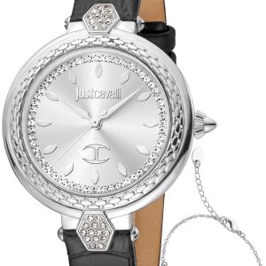 Just Cavalli Damklocka JC1L205L0015 Snake Grå/Läder Ø34 mm