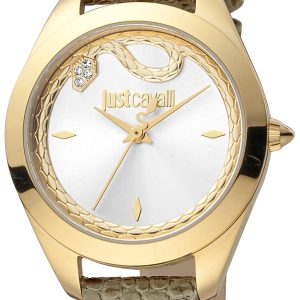 Just Cavalli Damklocka JC1L210L0225 Animal Grå/Läder Ø32 mm