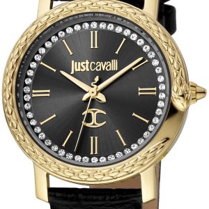 Just Cavalli Damklocka JC1L212L0025 Svart/Läder Ø32 mm