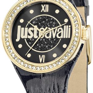 Just Cavalli Damklocka R7251201501 Svart/Läder Ø34 mm