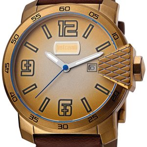 Just Cavalli Herrklocka JC1G015L0055 Rock Gulguldstonad/Läder Ø46 mm