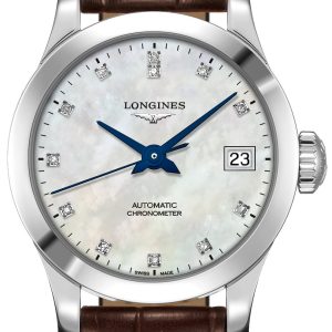 Longines Damklocka L2.320.4.87.2 Record Vit/Läder Ø26 mm