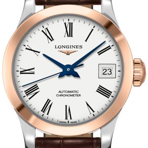 Longines Damklocka L2.320.5.11.2 Record Vit/Läder Ø26 mm